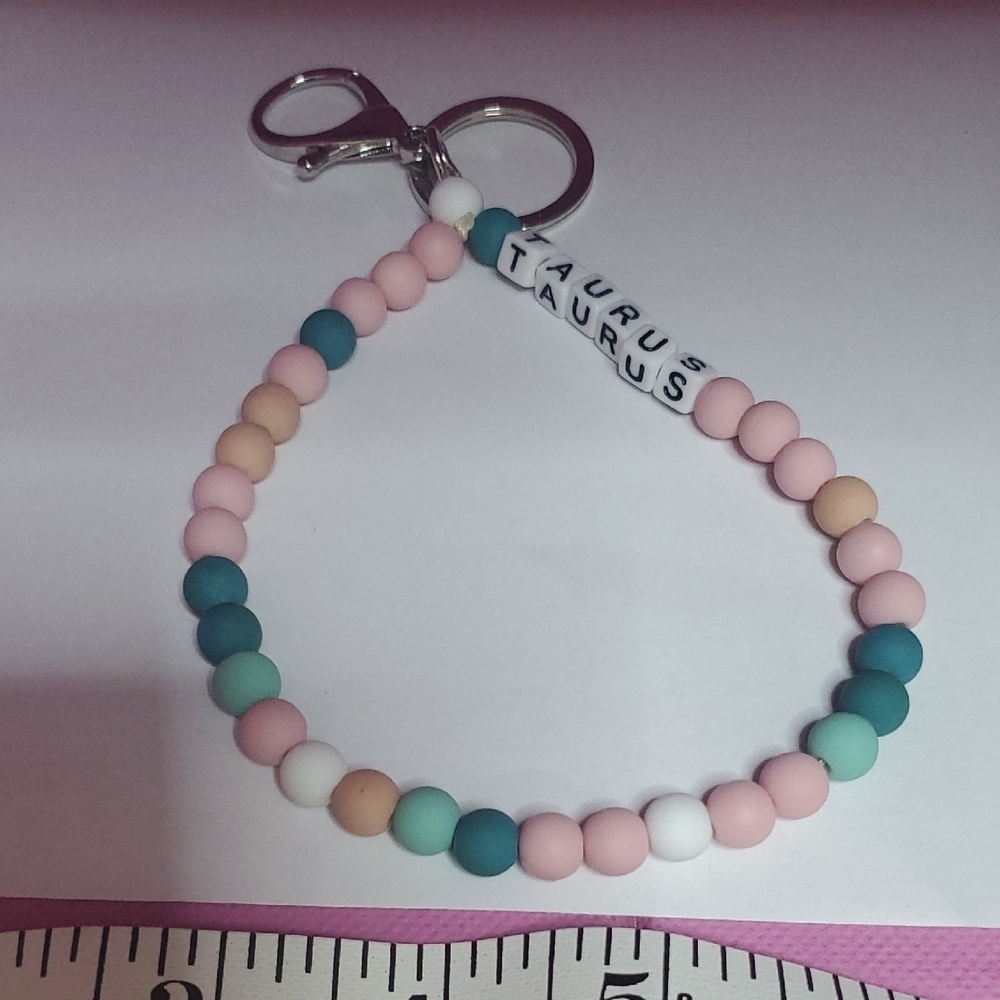 Pastel Beaded Zodiac Keychain